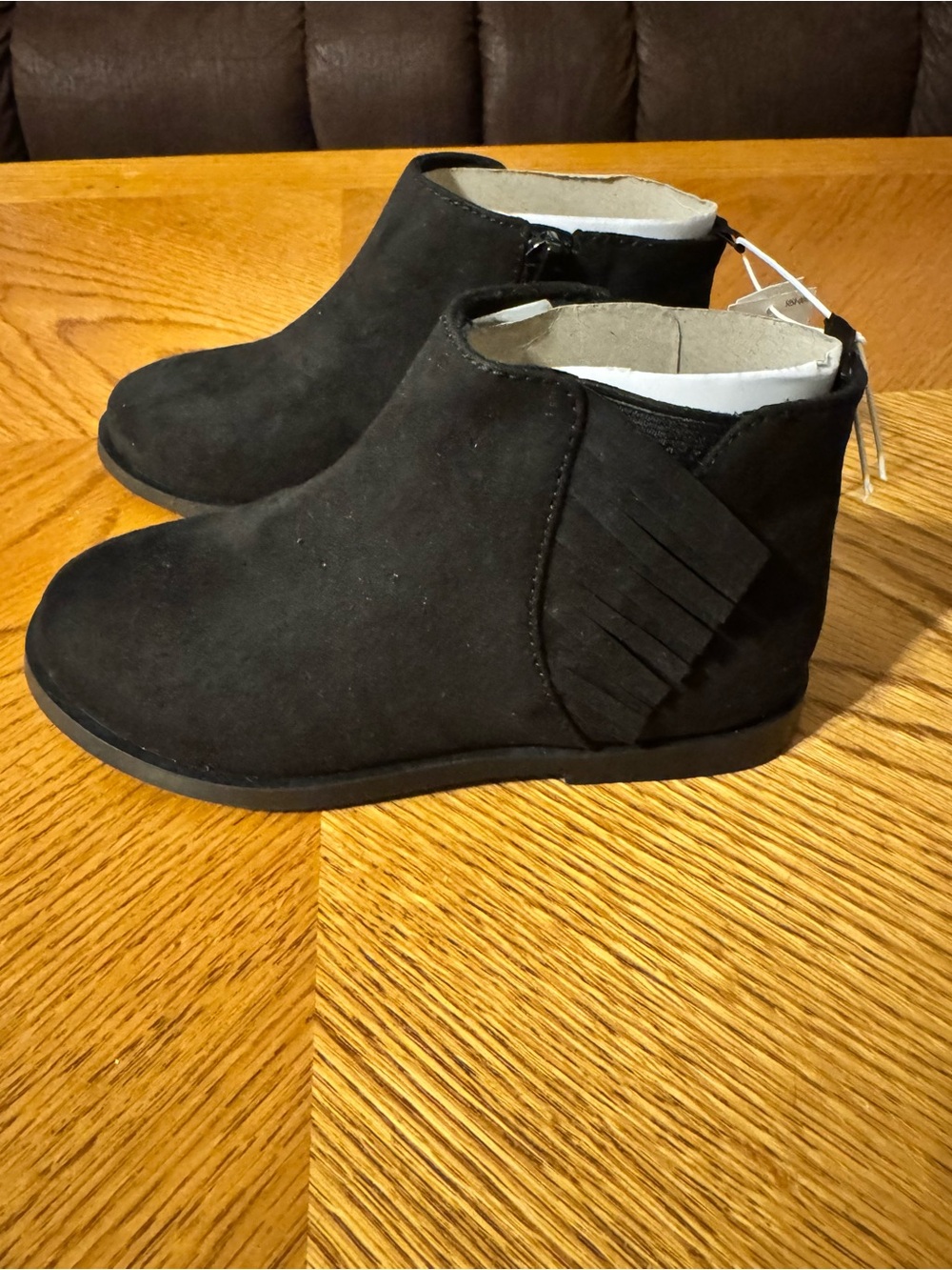 Old Navy Girl’s Black Suede Fringe Ankle Boots